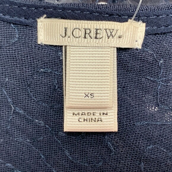 J. Crew Women's Tank Top X-Small Navy Blue Mint Green Sequins Sleeveless - Picture 7 of 9